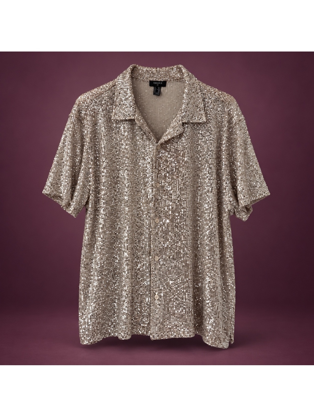 Forever 21 XXL Glitter Sequin Button Down
